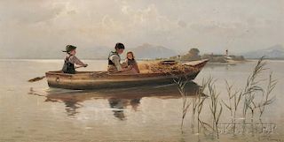 Karl Raupp (German, 1837-1918)      A Family Rowing on Lake Chiemsee