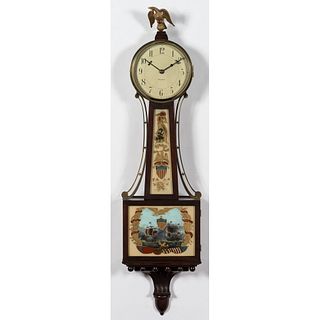 A Waltham Banjo Clock with Lake Perry's Erie Victory Motif