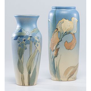 Two Artist-Signed Weller Hudson Vases