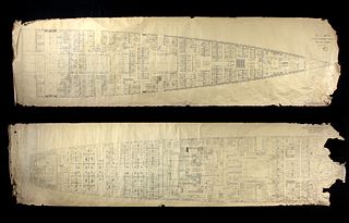 Rare / Massive 1900s Lusitania Blueprints - Main Deck