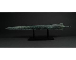 ANCIENT BRONZE SWORD ON STAND