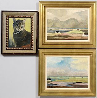 3 Paintings: 1 Tom Riesing & 2 Th Goth