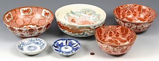 6 Asian Porcelain Bowls incl. Gilded Kutani