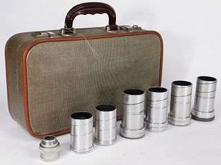 Lot of 7 Leitz Projector Lenses in Case
