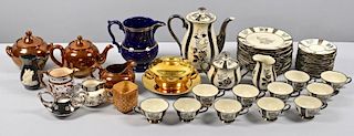 Group Silver and Copper Lusterware, 49 pcs.