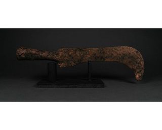 MEDIEVAL PERIOD IRON POLE WEAPON ON STAND