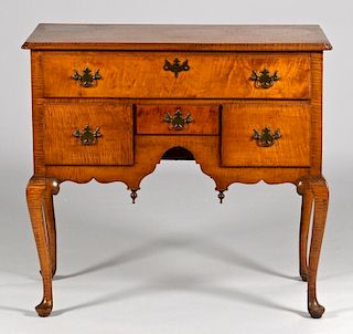 Tiger Maple Lowboy, Queen Anne Style