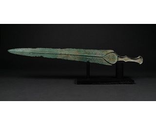 ANCIENT BRONZE SWORD WITH IBEX HANDLE