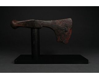 VIKING IRON BATTLE AXE AND HAMMER ON STAND