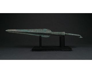 ANCIENT BRONZE SPEAR - LONG AND DECORATED