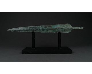 ANCIENT BRONZE DAGGER ON STAND