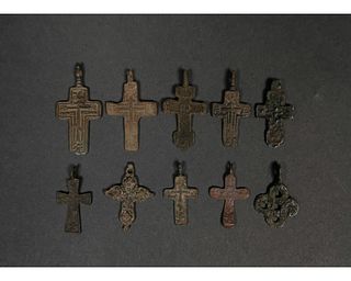 COLLECTION OF MEDIEVAL/POST MEDIEVAL CROSSES (10)