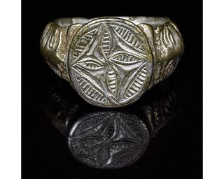 MEDIEVAL SILVER RING WITH CROSS