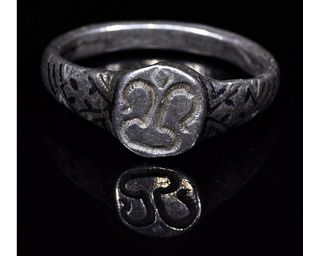MEDIEVAL SILVER RING WITH SERPENTS