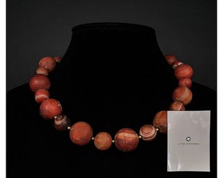 ANCIENT AGATE BEADED NECKLACE - CERTIFIED
