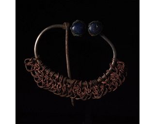 VIKING SILVER BROOCH WITH STONES