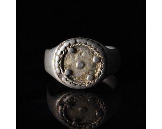 MEDIEVAL SILVER RING WITH FIVE WOUNDS OF CHRIST PATTERN