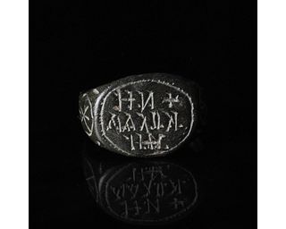 MEDIEVAL RELIGIOUS SEAL RING WITH INSCRIPTION
