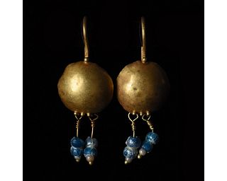 ROMANO-EGYPTIAN GOLD EARRNGS WITH BEADS