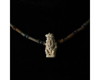 EGYPTIAN FAIENCE NECKLACE WITH BES AMULET