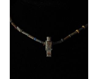 EGYPTIAN FAIENCE NECKLACE WITH TAWERET AMULET