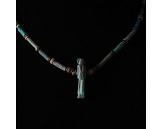 EGYPTIAN FAIENCE NECKLACE WITH THOTH AMULET