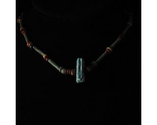 EGYPTIAN FAIENCE NECKLACE WITH AMULET