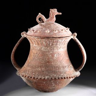 Etruscan Terracotta Lidded Vessel, Orientalizing Period