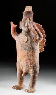 Large Colima Pottery Standing Priest Figural Vessel