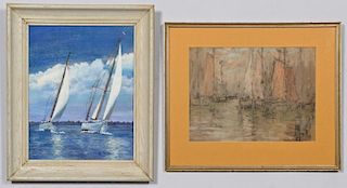2 Sailboat Themed Pastel Paintings
