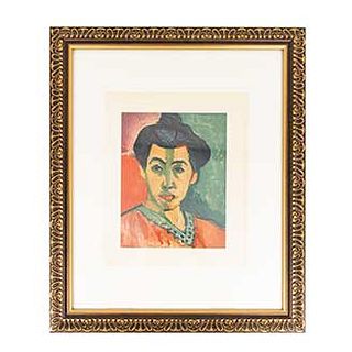 HENRI MATISSE. La Raie Verte (Madame Matisse). Sin firma. Litografía offset. Enmarcada. 23 x 18 cm.