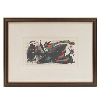 Joan Miró. De la Serie Miró Escultor No. 3, 1974-1975. Firmada en plancha. Litograf{ia sin número de tiraje. Con certificado. 20 x 40cm