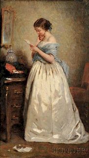 Charles Chaplin (French, 1825-1891)      Elegant Young Woman Reading a Letter