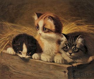 Sidney Lawrence Brackett (American, 1852-1910)      Three Little Kittens