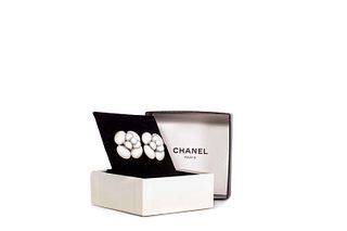 Chanel - Camelia clip on earrings 