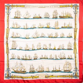Hermès - Navires d'Europe, à Voiles, Mixtes et à Vapeur silk twill scarf