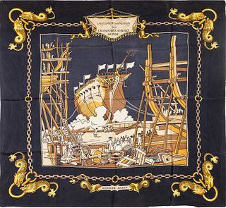 Hermès - Lancement d'un Vaisseau au Chantiers Navals du Roy silk twill scarf