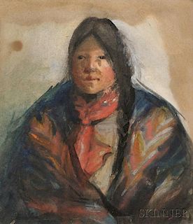 American School, 19th Century      Two Portraits of Native Americans: Woman in Profile