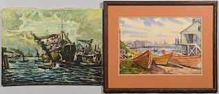 2 Harbor Scene paintings
