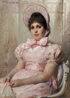 William Henry Lippincott (American, 1849-1920)      Portrait of a Seated Woman in Pink