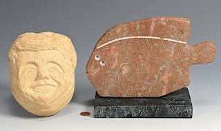 2 Stone Sculptures, Bill Ralston and JFK Face