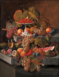 School of Severin Roesen (American, 1815-1872)      Fruit Composition with a Tazza of Strawberries