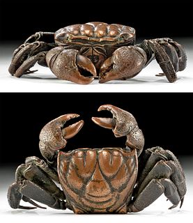 Fabulous 19th C. Japanese Meiji Bronze Articulated Crab