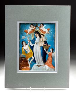 19th C. Mexican Retablo - Holy Mother of Light