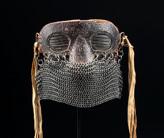 Rare WWI Leather, Chain Mail Tank Crew Splatter Mask