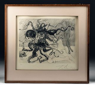 Framed & Signed Salvador Dali Etching - La Medusa, 1963