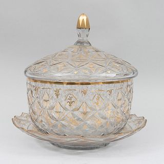 Compote dish with plate. Spain. 19th century. Made in crystal in Real Fábrica de Cristales de la Granja.