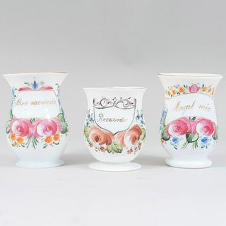 Lot of 3 cups, 20th century, Made in La Granja style crystal, Decorated with plant, floral, organic elements.
