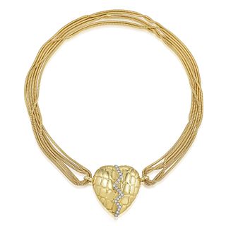 Gucci Diamond Mended Heart Pendant Necklace