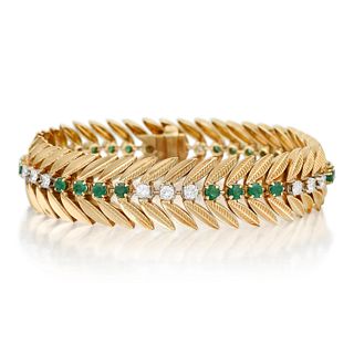Vintage Diamond and Emerald Bracelet, French